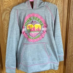 Girls John Deere hoodie with glitter, size 8